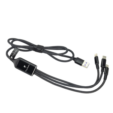 Logo trade business gifts image of: 3 in 1 cable with elighted logo Pierre Cardin