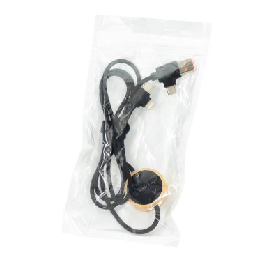 Logo trade corporate gift photo of: 4in1 long wooden cable with elighted logo for engraving