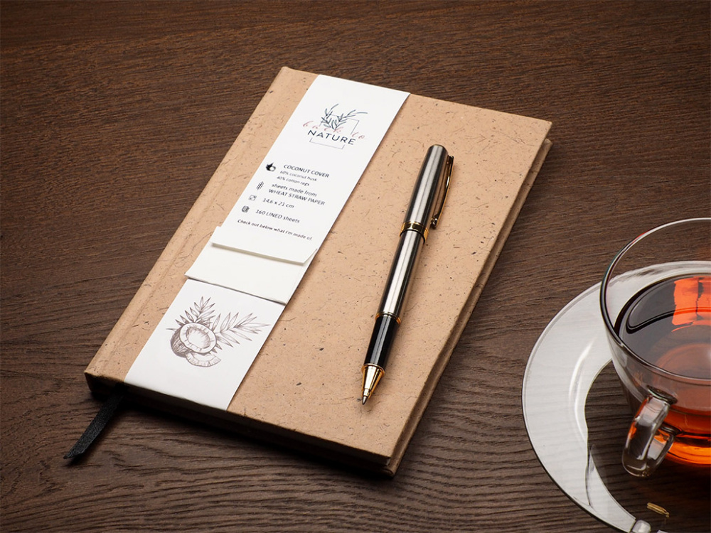Logo trade business gift photo of: Recycled Coconut Notebook 209734100
