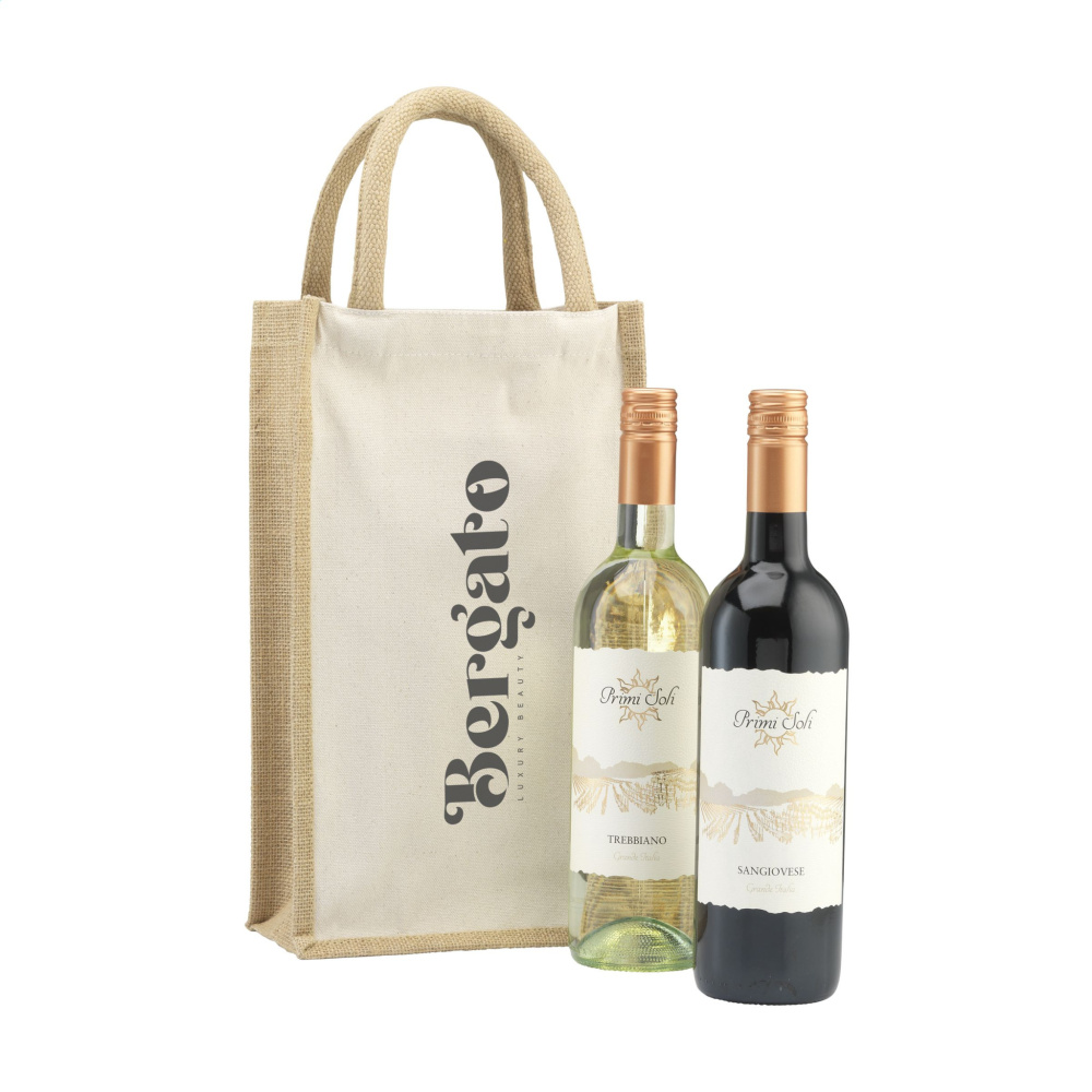 Logotrade business gift image of: Jute Canvas Double Wine Bag