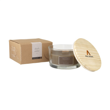 Logo trade promotional merchandise picture of: Wooosh Flame Scented Candle Dark Amber