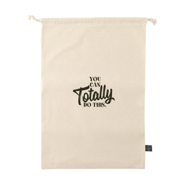 Logotrade corporate gift image of: Gift Pouch Natural GRS Recycled Cotton (150 g/m²) L