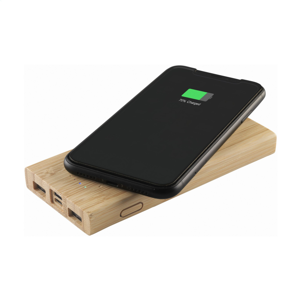 Logotrade promotional gift image of: Bamboo 8000 Wireless Powerbank wireless charger