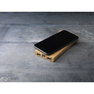 Logo trade business gift photo of: Bamboo 8000 Wireless Powerbank wireless charger