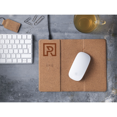 Logo trade promotional gifts image of: Cork Wireless Charging Mousepad