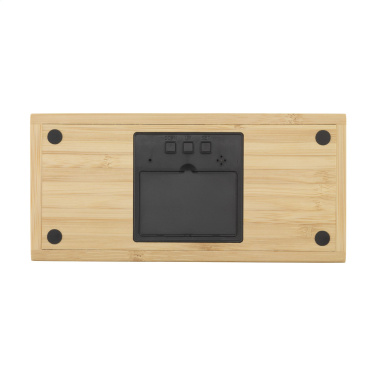 Logo trade promotional gifts image of: Bamboo Alarm Clock with Wireless Charger
