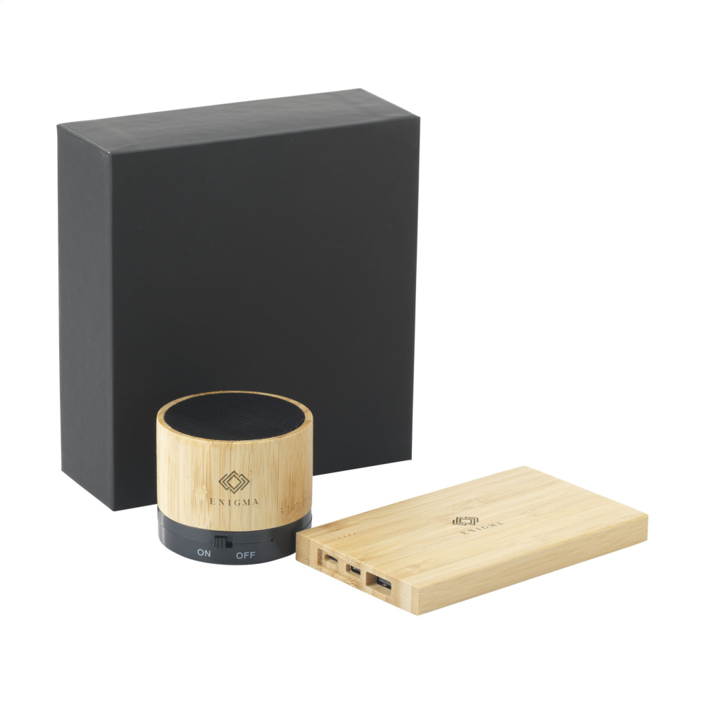 Logo trade promotional gifts image of: PowerBox Bamboo gift set