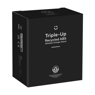 Logo trade promotional giveaways image of: Triple-Up RCS Recycled ABS Wireless Charger Stand