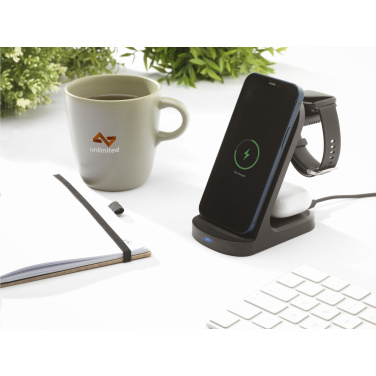 Logo trade promotional items picture of: Triple-Up RCS Recycled ABS Wireless Charger Stand