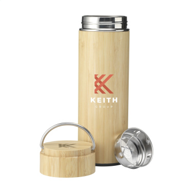 Logo trade business gifts image of: Nikko 330 ml bamboo thermo bottle/thermo cup