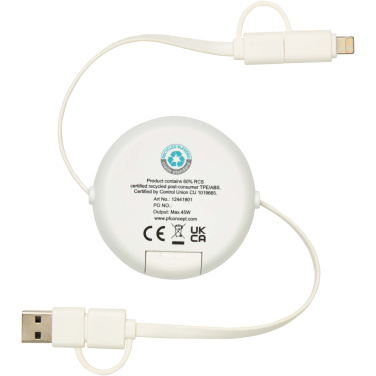 Logo trade corporate gift photo of: Chechia 5-in-1 recycled plastic 100 cm retractable data sync and 45W fast charge cable