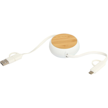 Logotrade promotional giveaway image of: Chechia 5-in-1 recycled plastic 100 cm retractable data sync and 45W fast charge cable
