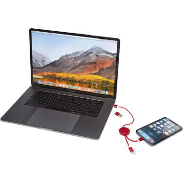 Logo trade promotional item photo of: Alasia 5-in-1 recycled aluminium and plastic 30 cm data sync and 27W fast charge cable