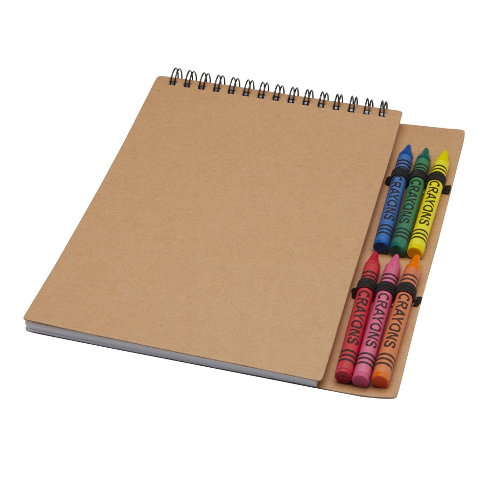 Logotrade promotional item picture of: Doodle A5 spiral soft cover notebook and crayon set