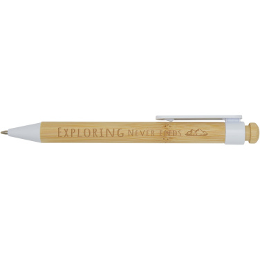 Logotrade promotional gift image of: Rattan bamboo and recycled plastic ballpoint pen (black ink)