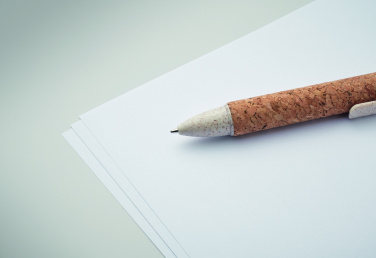 Logo trade advertising products image of: Cork 4-colour ink ball pen