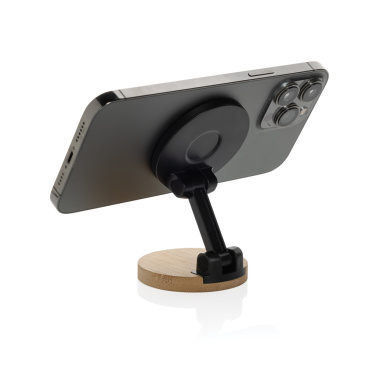 Logo trade promotional gifts image of: Magmount RCS recycled plastic and bamboo phone stand