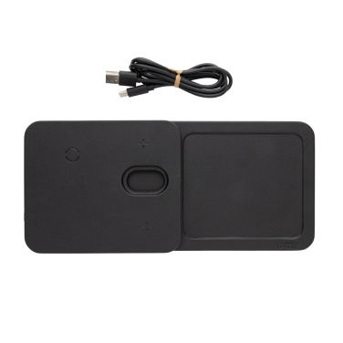 Logotrade advertising products photo of: Swiss Peak 3 in 1 RCS recycled PU wireless charger desk tray
