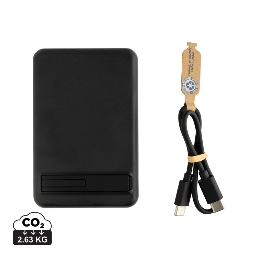 Logo trade promotional products picture of: Zen RCS rplastic 5000 mah 5W magnetic bamboo powerbank