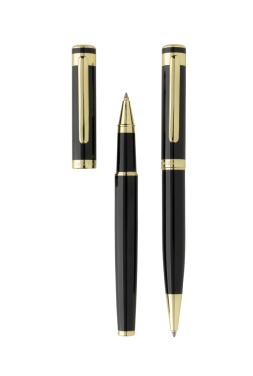 Logo trade promotional gifts image of: Swiss Peak Luca RCS recycled brass deluxe pen set