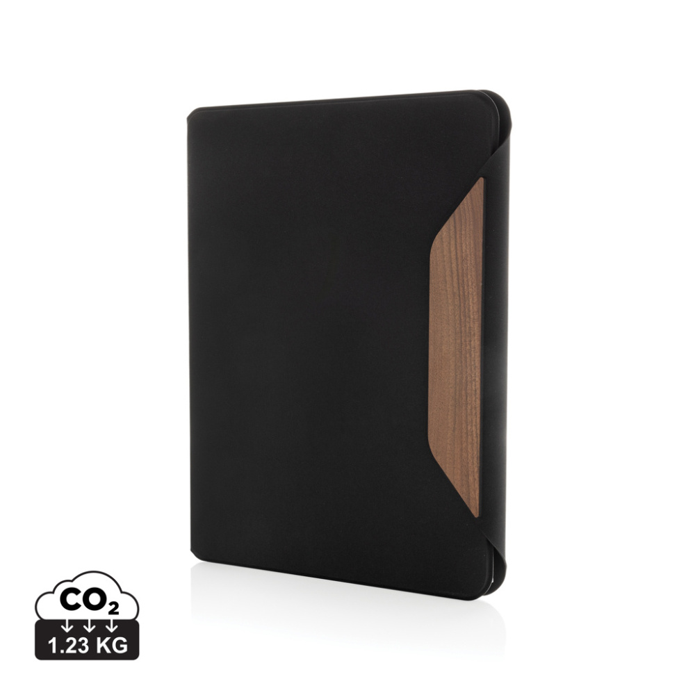 Logo trade corporate gifts image of: Teri AWARE™ RPET and walnut A4 portfolio