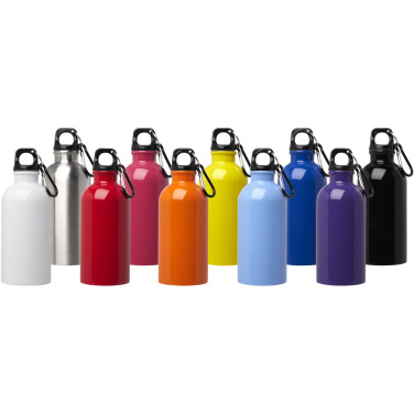 Logotrade business gift image of: Oregon 400 ml RCS certified single wall stainless steel water bottle with carabiner