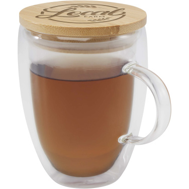 Logotrade corporate gift image of: Leona 350 ml glass cup with bamboo lid