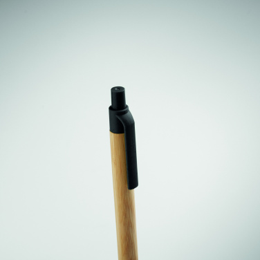 Logo trade promotional products image of: Push button ball pen in bamboo