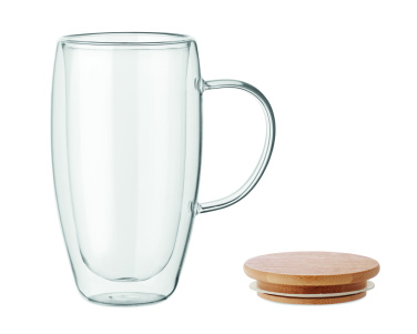 Logo trade promotional merchandise picture of: Double wall glass mug 450ml