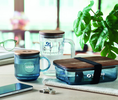 Logo trade promotional items picture of: Ribbed glass mug 300ml