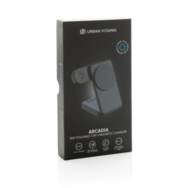 Logo trade promotional item photo of: Urban Vitamin Arcadia RCS rplastic 15W 3in1 magnetic charger