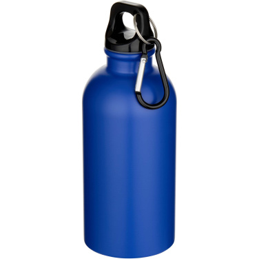 Logotrade promotional product picture of: Oregon 400 ml matte RCS recycled single wall stainless steel water bottle with carabiner