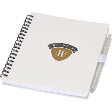 Logotrade business gift image of: Niove recycled plastic soft cover notebook and ballpoint pen set (blue ink)