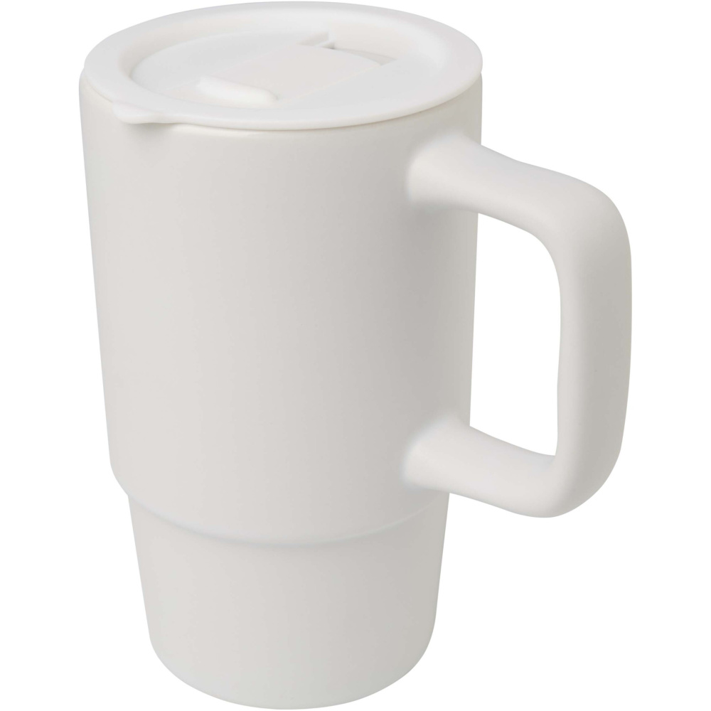 Logo trade advertising products image of: Carter 450 ml ceramic mug with plastic lid