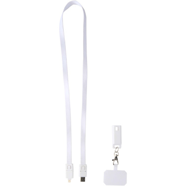 Logo trade corporate gift photo of: Franz recycled plastic smartphone lanyard with built-in data sync and 65W fast charge 5-in-1 cable