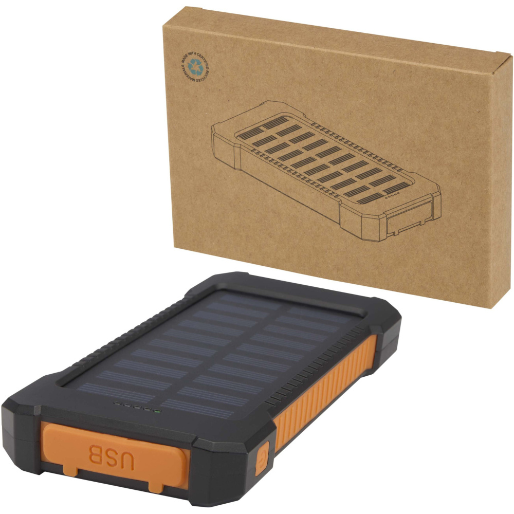 Logotrade business gifts photo of: Altair 5000 mAh 10W recycled plastic rugged solar power bank with built-in torch