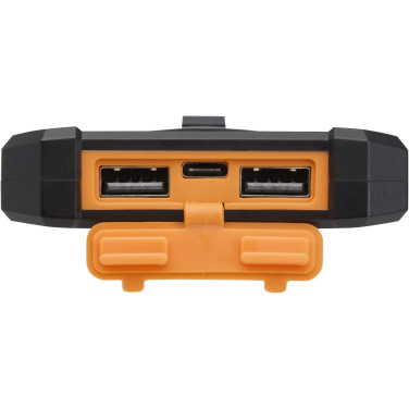 Logotrade corporate gift picture of: Altair 5000 mAh 10W recycled plastic rugged solar power bank with built-in torch