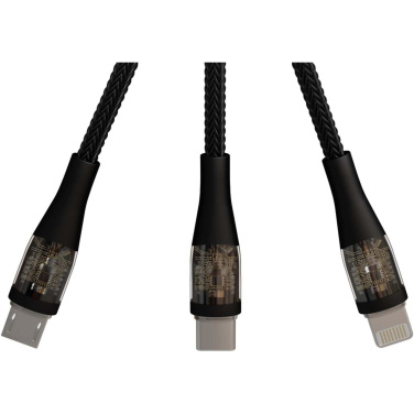 Logo trade promotional giveaways image of: SCX.design C51 60W 5-in-1 rPET fast charging cable with display