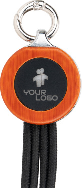 Logo trade promotional items image of: 4-in-1 cable with elighted logo in a wooden casing