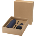 Illuminate 650 ml RCS recycled double wall stainless steel water bottle with 3-piece lid set, Navy