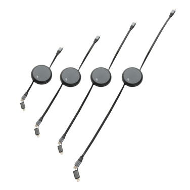 Logo trade advertising products image of: Terra RCS recycled aluminium retractable 240W 2-in-1 cable
