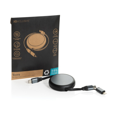 Logo trade promotional merchandise photo of: Terra RCS recycled aluminium retractable 240W 2-in-1 cable