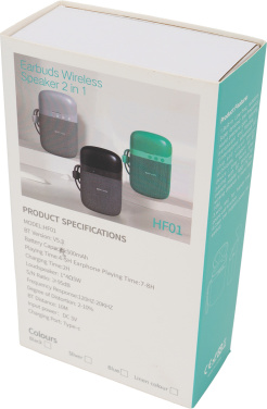 Logo trade corporate gifts image of: Bluetooth Speaker HF01 with Built-in Earbuds 2 in 1
