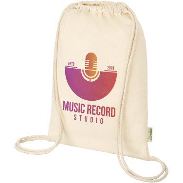 Logotrade promotional giveaway picture of: Odisha 100 g/m² OCS organic drawstring bag 5L