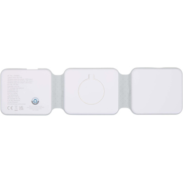 Logo trade promotional products image of: Armus 3-in-1 15W recycled plastic foldable wireless charger