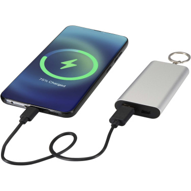 Logotrade corporate gift picture of: Arcturus 2000 mAh recycled aluminium power bank with keychain