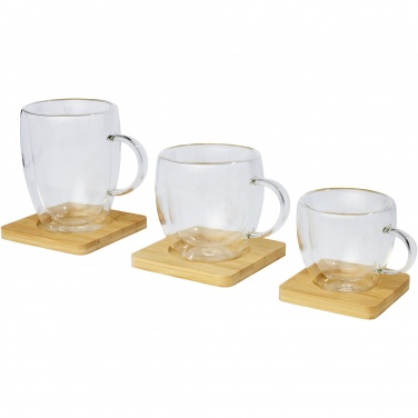 Logotrade reklaamtooted pilt: Manti 2-osaline 350 ml topeltseinaga klaasist tass bambusest alusega 