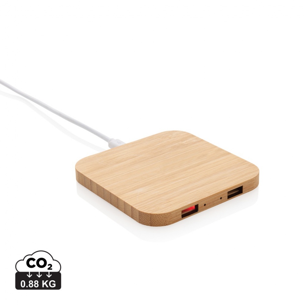 Logotrade ärikingitused pilt: Bambusest 5W juhtmevaba laadija USB-ga