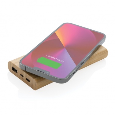 Logotrade meene foto: Bambusest 8000 mAh 5W juhtmevaba akupank