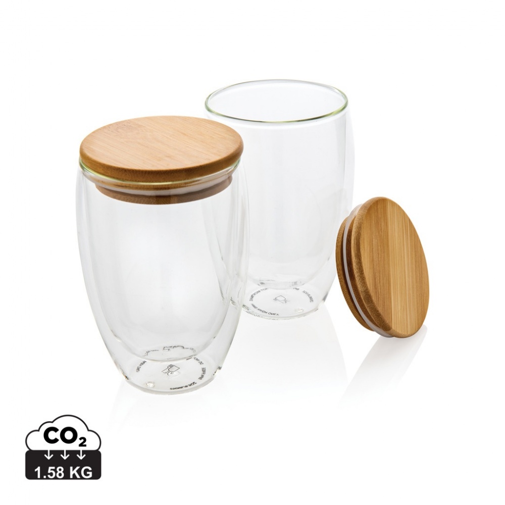 Logotrade reklaamkingitused pilt: Klaaside komplekt bambusest kaanega 350 ml